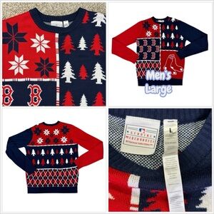 Men’s Boston Red Socks Baseball Large 42 44 Crew Ugly Holiday Game Day Sweater